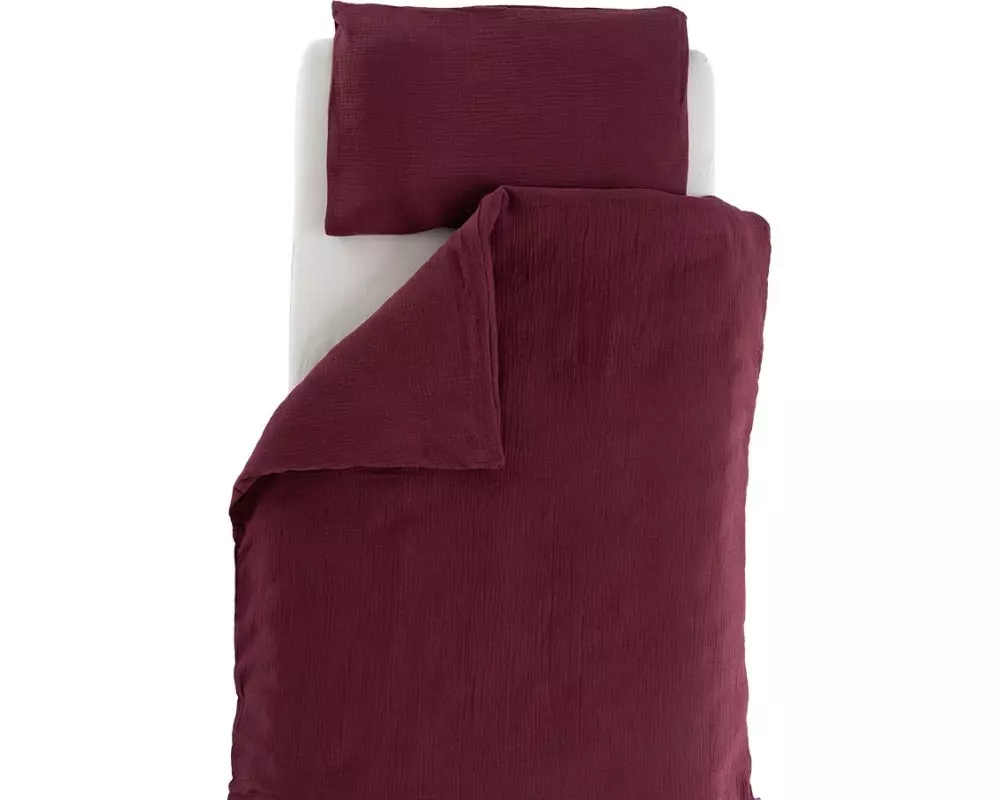 Träumeland Bettwäsche Musselin beerenrot 100 x 135 cm + 40 x 60 cm