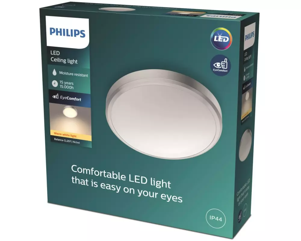 Philips Deckenleuchte Balance CL257 2700K 1600 lm nickel, IP44