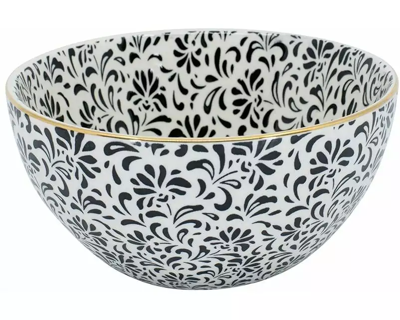 Kadastar Schale Metropolitan Floral 15 cm, Schwarz/Weiss