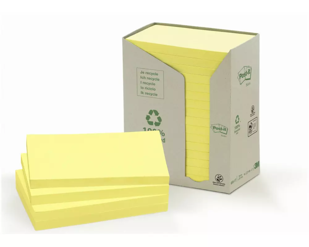 Post-it Notizzettel Post-it Recycling Notes 7.6 cm x 12.7 cm Gelb
