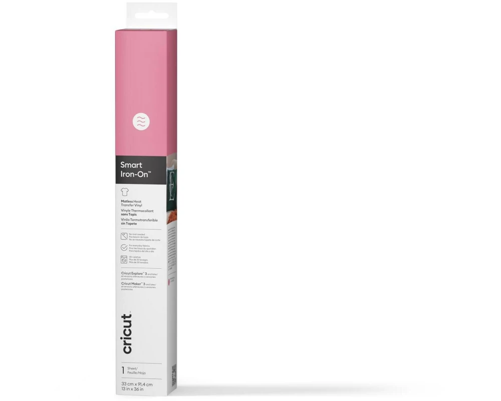 Cricut Aufbügelfolie Smart Pink 33 x 91.4 cm, 1 Stück, Pink