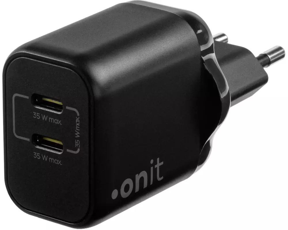 onit USB-Wandladegerät Dual 2C 35 W GaN Schwarz