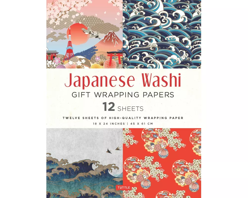 Japanese Washi Gift Wrapping Papers - 12 Sheets