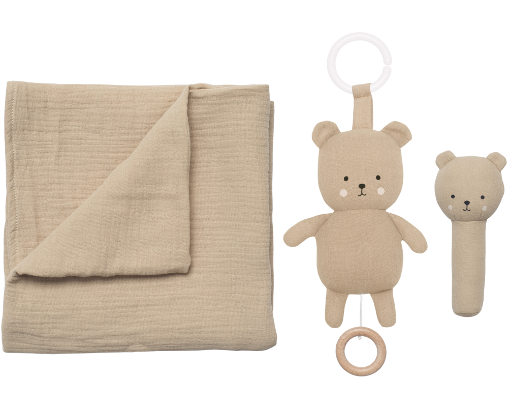 JABADABADO Geschenkset Teddy in Decke S1022 beige, 3-teilig