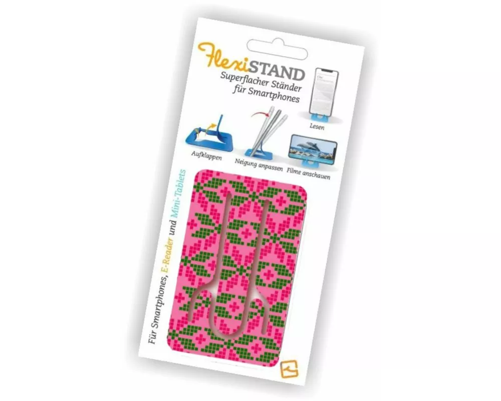 Flexistand (Icelandic Pink) - flexibler Handyaufsteller - für alle Handys und Mini-Tablets - superflach - stufenlos verstellbar - hochkant und quer -