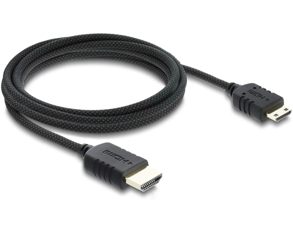 Delock HDMI zu Mini HDMI Kabel Koaxial, High Speed, 8K, 60 Hz, Geflechtmantel, 2 m