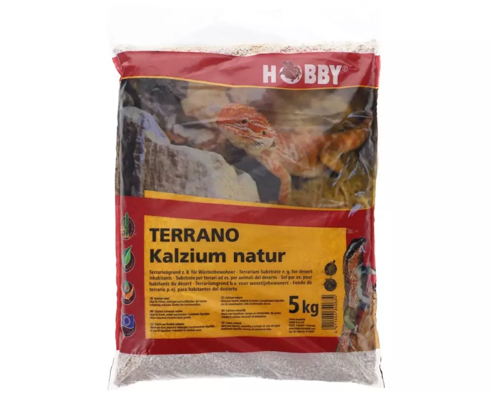 Hobby Terraristik Bodensubstrat Terrano Kalzium, Natur, Ø 2-3 mm, 5 kg