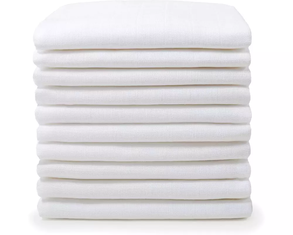 MAKIAN Mulltuch 8-er Set 80 x 80 cm, Weiss