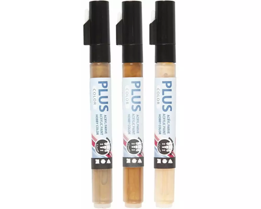 Creativ Company Acrylmarker Plus Color 3er Set, Goldtöne