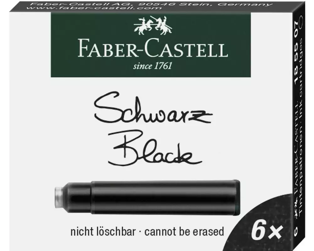 Faber-Castell Tintenpatrone Schwarz, 6 Stück