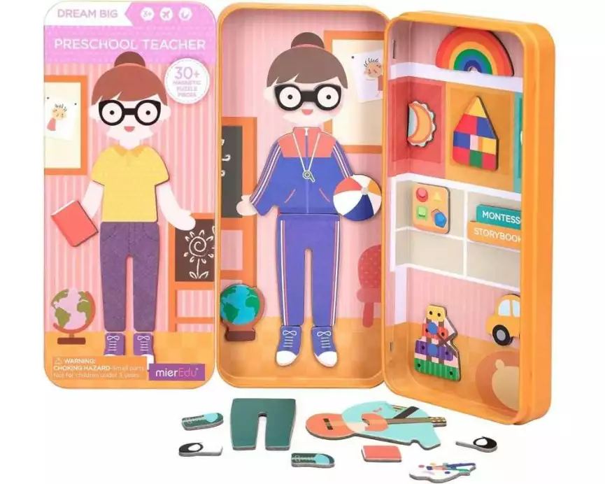 mierEdu Kinderspiel Reise-Magnetspielbox – Lehrerin