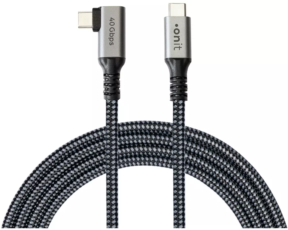 onit USB4-Kabel USB-C - USB-C 1.5 m, Grau/Schwarz