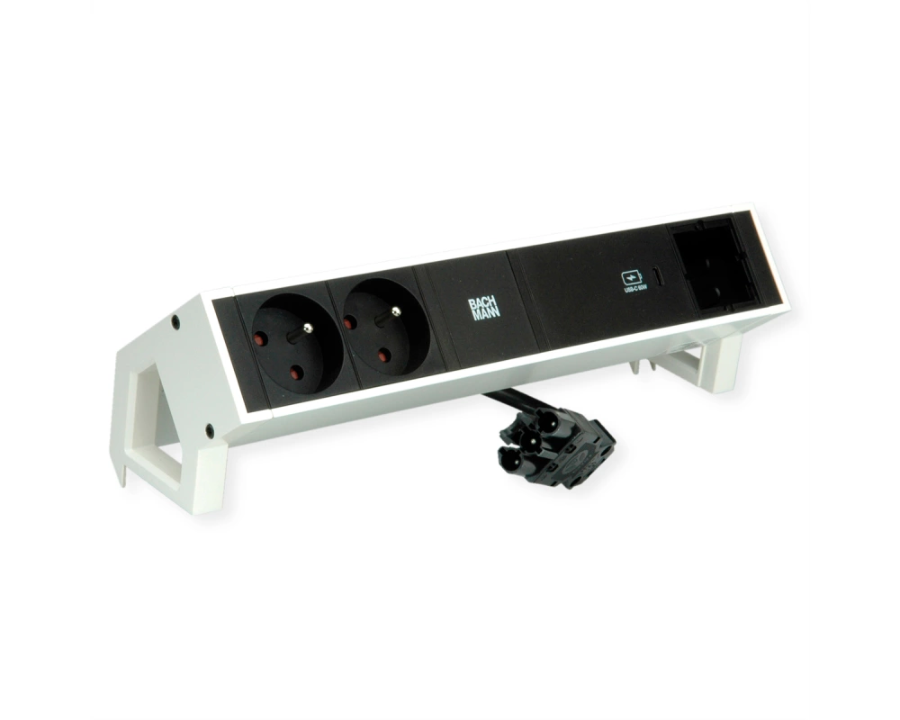 BACHMANN DESK2 2xUTE 1xUSB C 60W 1xCM 0,2m GST18 RAL9010