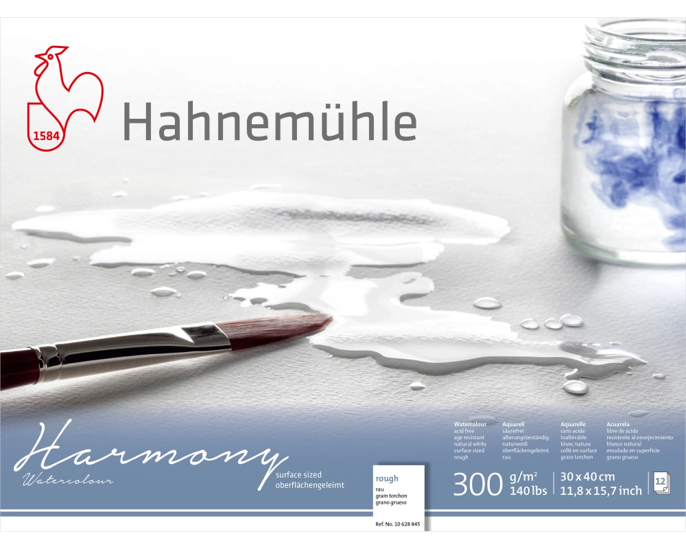 HAHNEMÜHLE Aquarellblock Harmony 30x40cm 10628845 weiss rau, 300g 12 Blatt