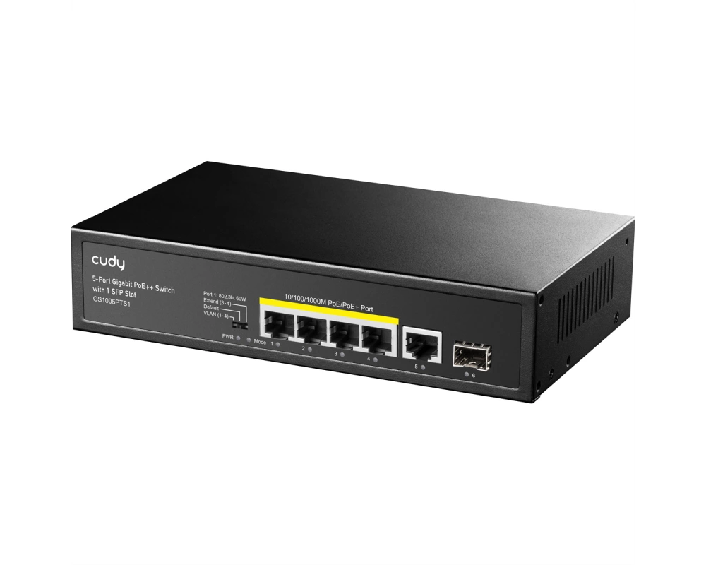 CUDY GS1005PTS1 5-Port Gigabit PoE+ Switch 1 SFP Port 120W