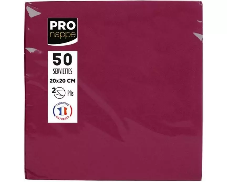 PRO nappe Papierservietten Bordeaux 20 cm x 20 cm, 50 Stück