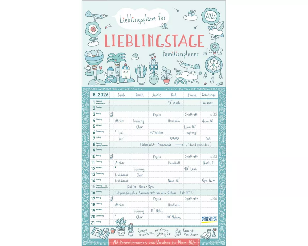 Familienplaner Lieblingspläne für Lieblingstage 2026