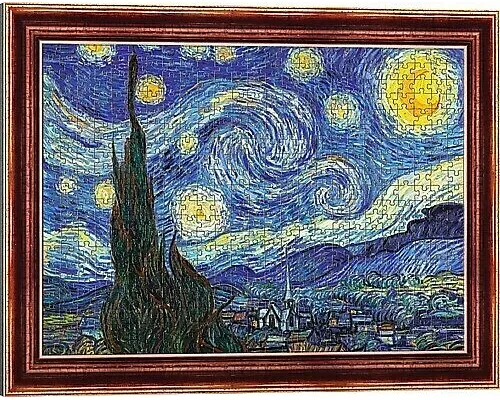 Kunstrahmen Puzzle 500 - Die Sternennacht, Vincent van Gogh