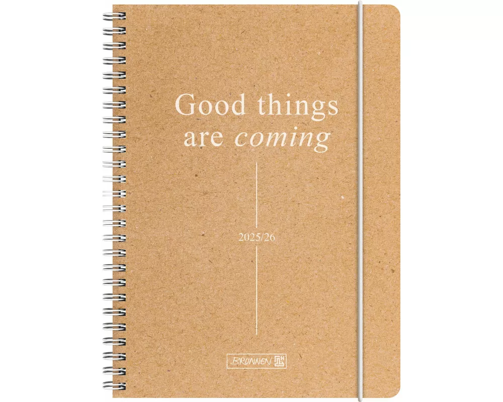 BRUNNEN Schülerkalender (2025/2026) "Good Things", 2 Seiten = 1 Woche, A5, 208 Seiten, Kraftpapier-Einband