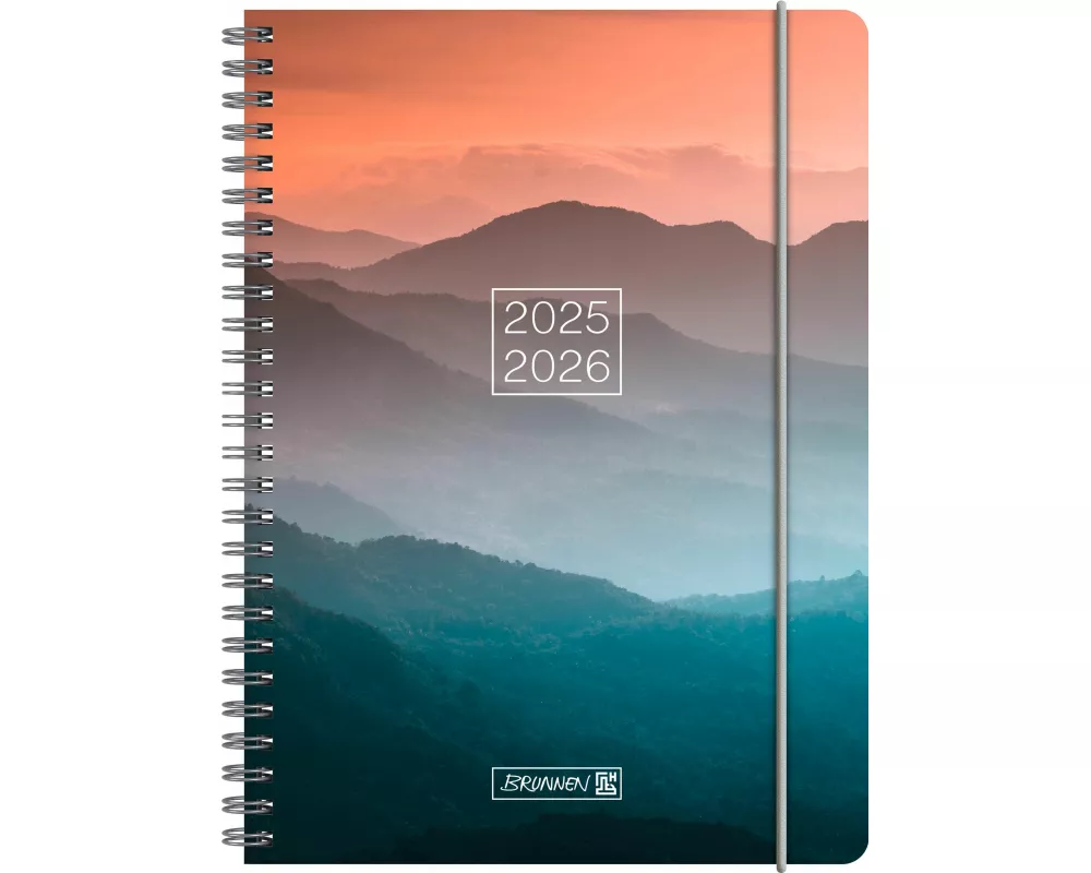 BRUNNEN Schülerkalender (2025/2026) "Misty Sunset", 2 Seiten = 1 Woche, A5, 208 Seiten, PP-Umschlag, mehrfarbig