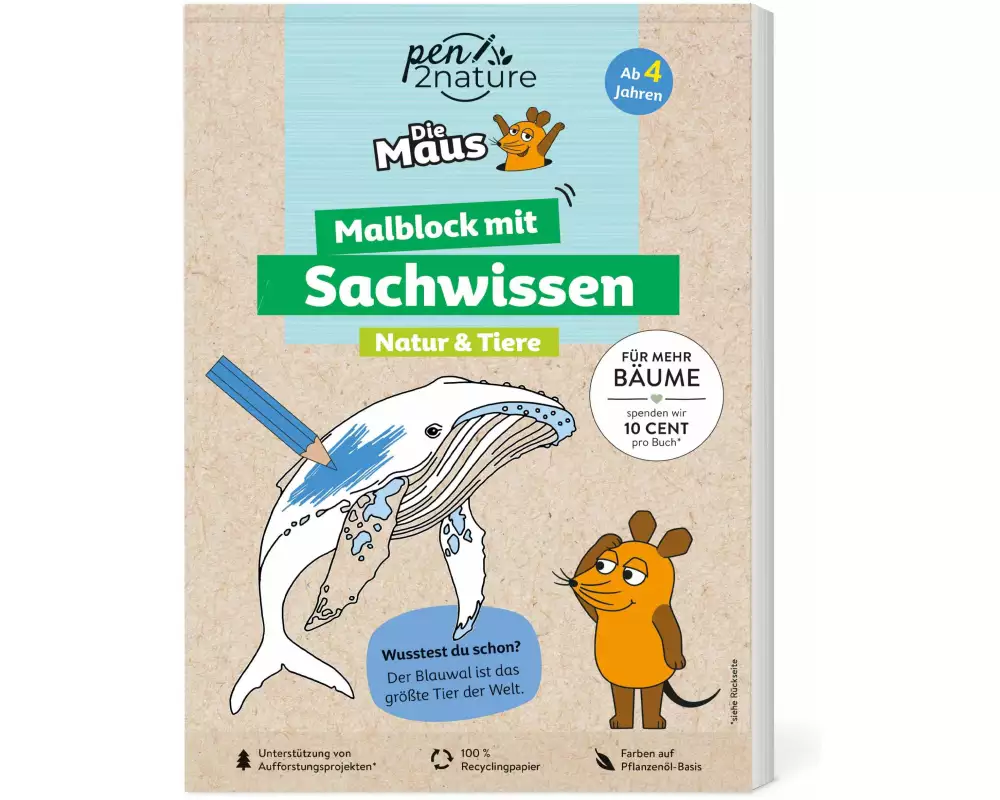 Die Maus - Malblock mit Sachwissen Natur & Tiere