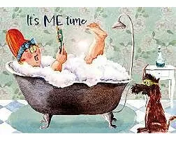 Postkarte. It´s me time (Frau in Badewanne)