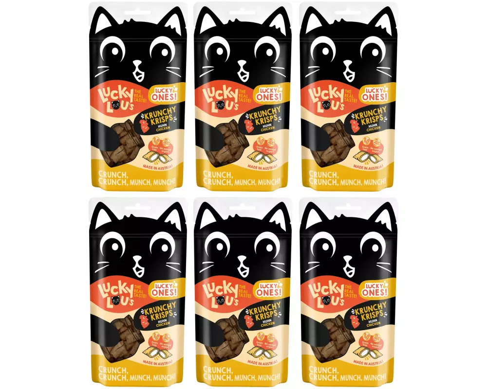 Lucky Lou Katzen-Snack Lucky Ones Krunchy Krisps Huhn, 6 x 60g