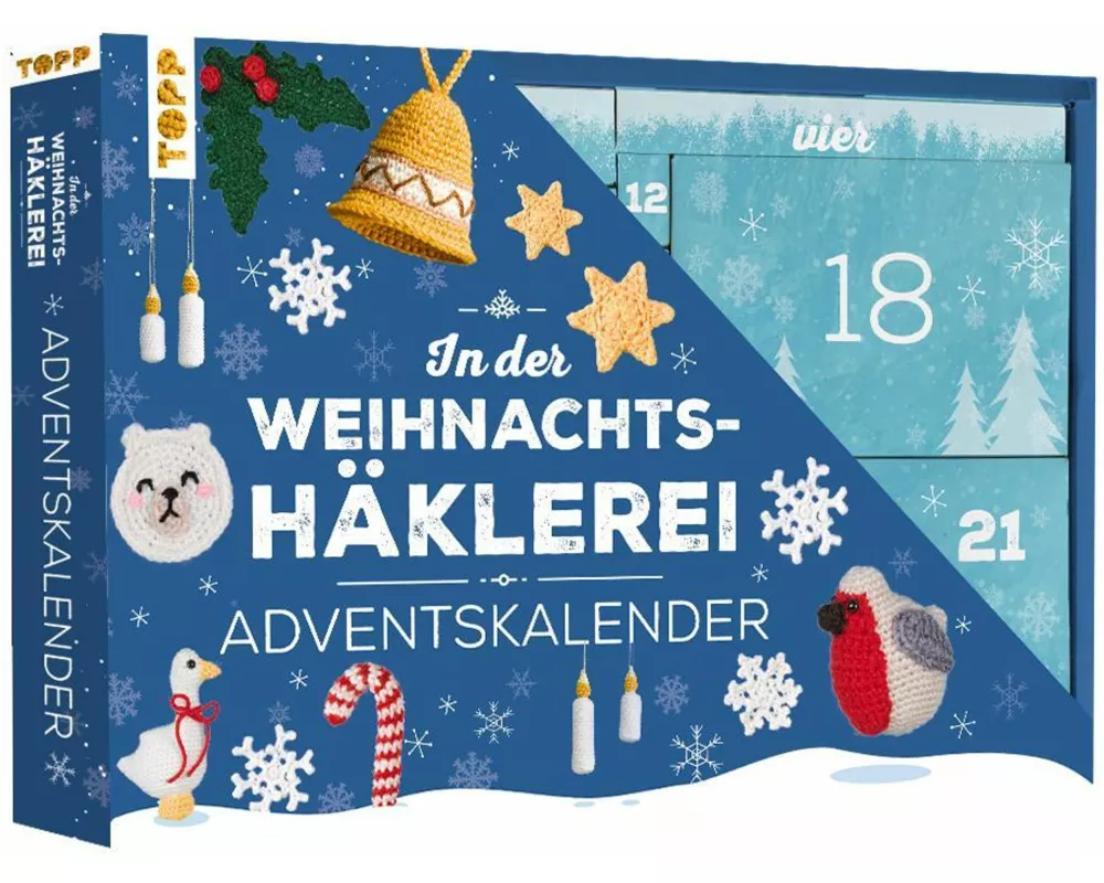 In der Weihnachtshäklerei - Der Adventskalender mit Material und Anleitungsbuch für 24 Häkelprojekte