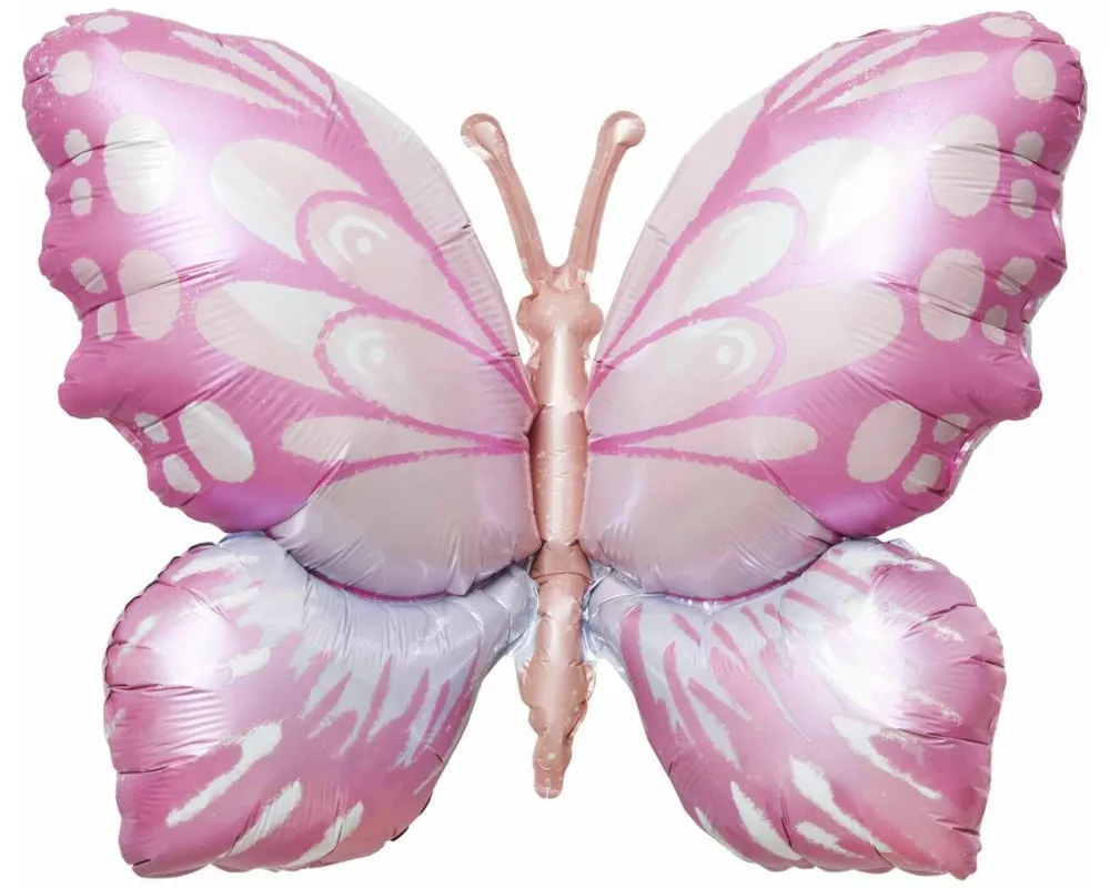 Folienballon Princess Butterfly, Pink/Orange, 1 Stk, 77 x 57 cm