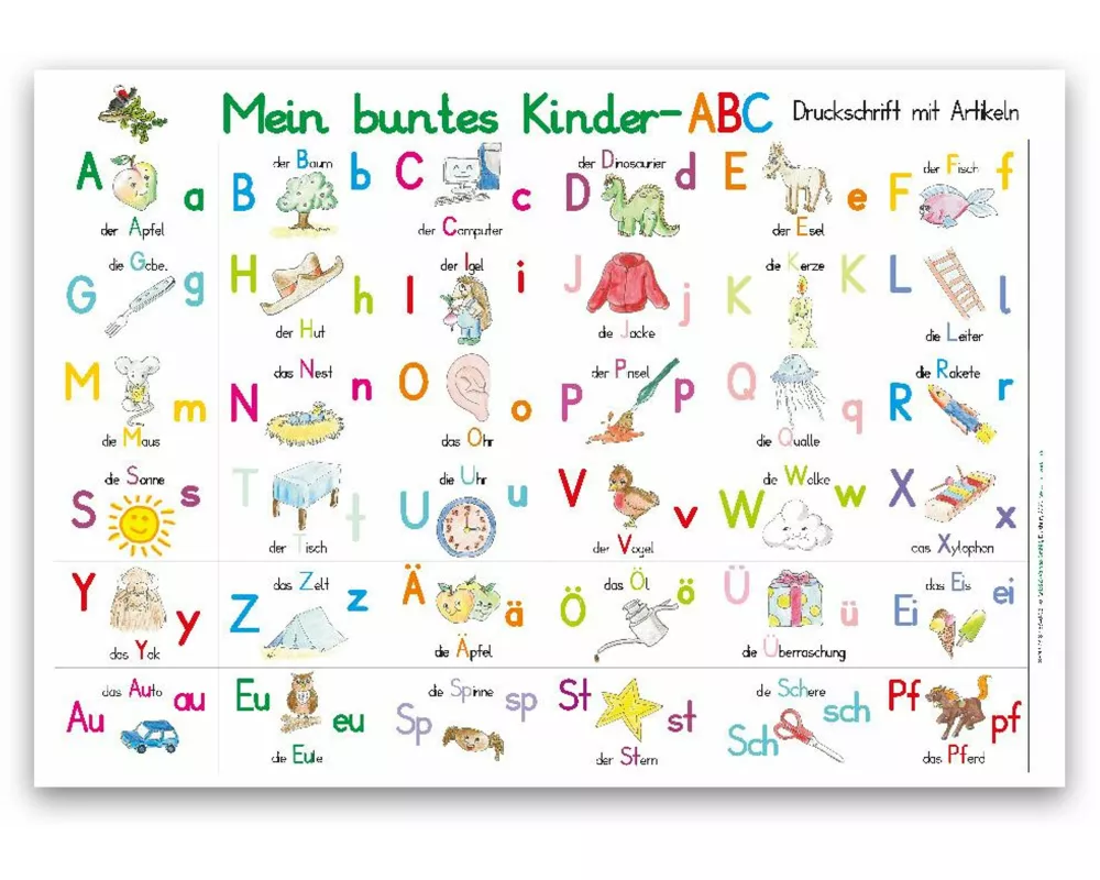 Mein buntes Kinder-ABC in Druckschrift mit Artikeln