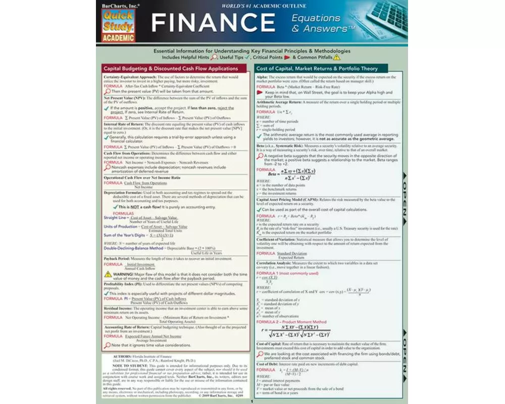 Finance Equations & Answers