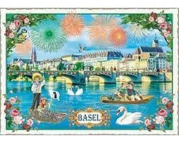 Städte-Postkarte. Sweet Memories Cities / Basel - Mittlere Brücke / quer