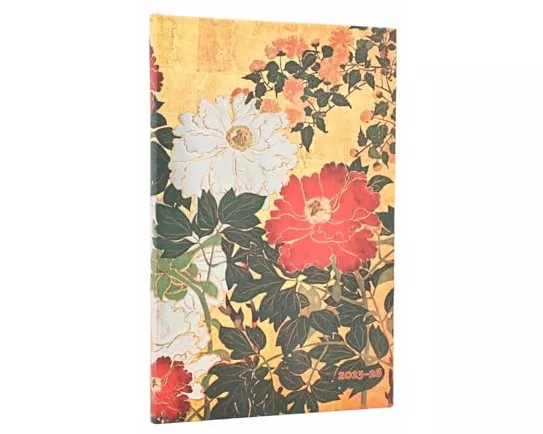 2026 Natsu (Rinpa Florals) Maxi 18-month Vertical Hardcover Flexi Dayplanner 2025-2026 (Elastic Band Closure)