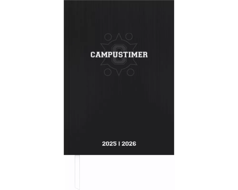 Alpha Edition - Campustimer Black 2025/2026 – Semesterplaner A5 (ca. 14,8×21 cm) – Studenten- & Schülerkalender Weekly mit robustem Hardcover & Notizs