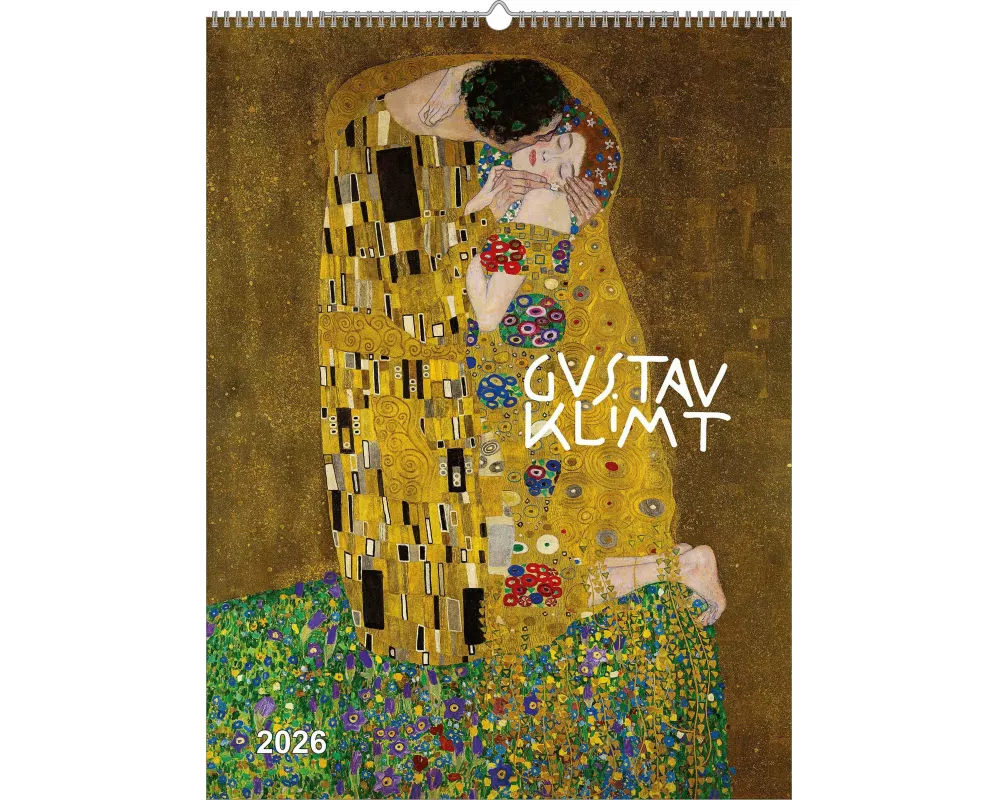 Alpha Edition - Gustav Klimt 2026 – Wandkalender 42×56 cm mit Meisterwerken des Jugendstils, Kunstkalender mit sprachneutralem Kalendarium & Ringbindu