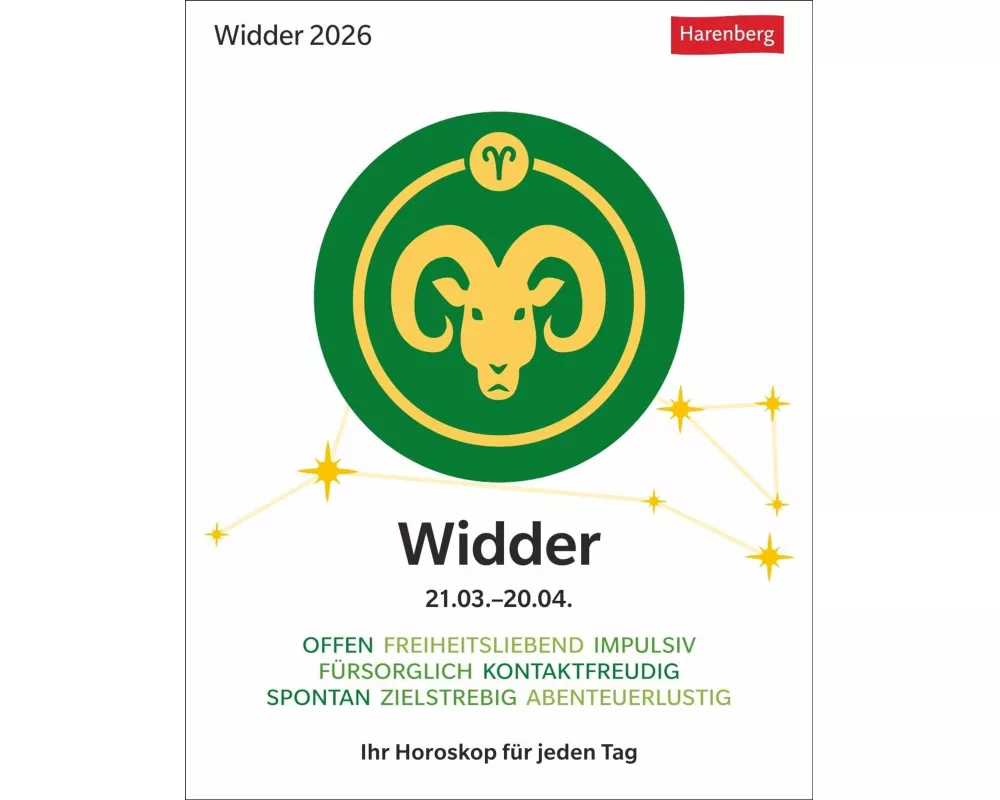 Widder Sternzeichenkalender 2026 - Tagesabreißkalender - Ihr Horoskop für jeden Tag