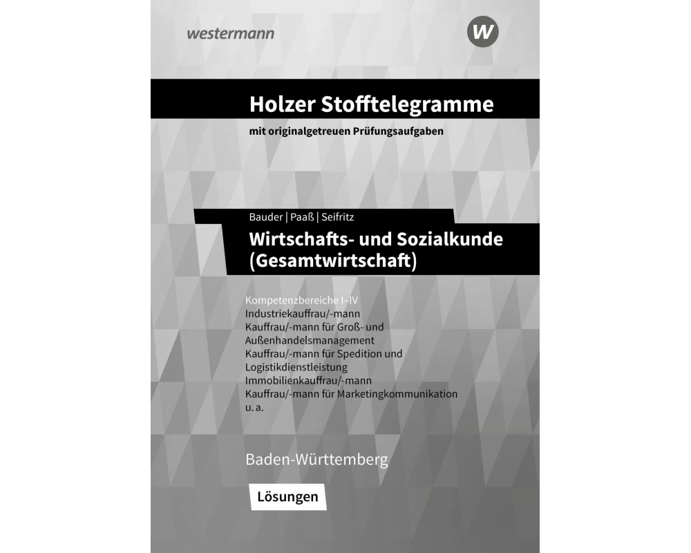 Holzer Stofftelegramme Baden-Württemberg - Wirtschafts- und Sozialkunde (Gesamtwirtschaft)
