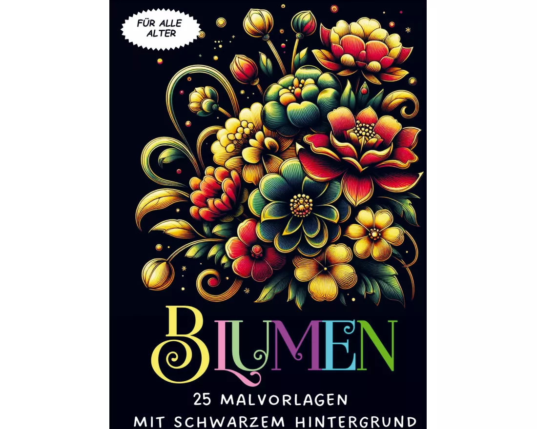 Malvorlagen mit schwarzem Hintergrund - Blumen