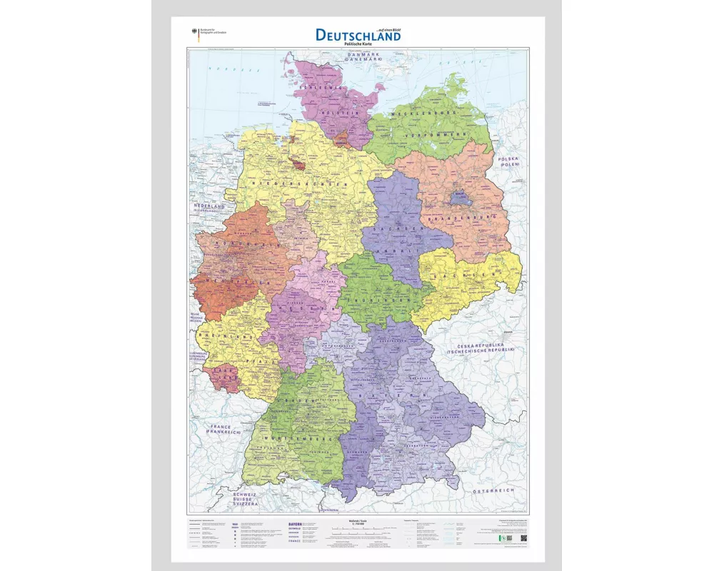 Deutschland auf einen Blick! Politische Karte 1:750 000