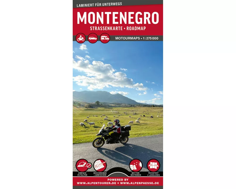 MoTourMaps Montenegro Auto- und Motorradkarte 1:275.000