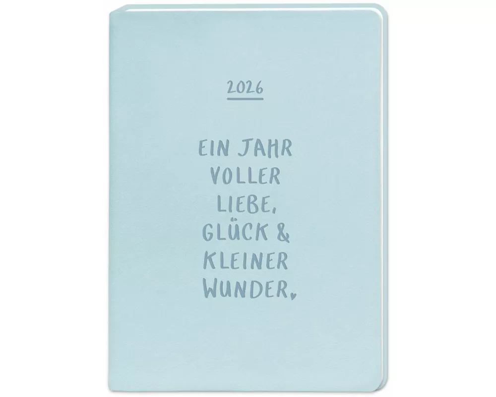 Terminplaner Lederlook 2026 Hellblau