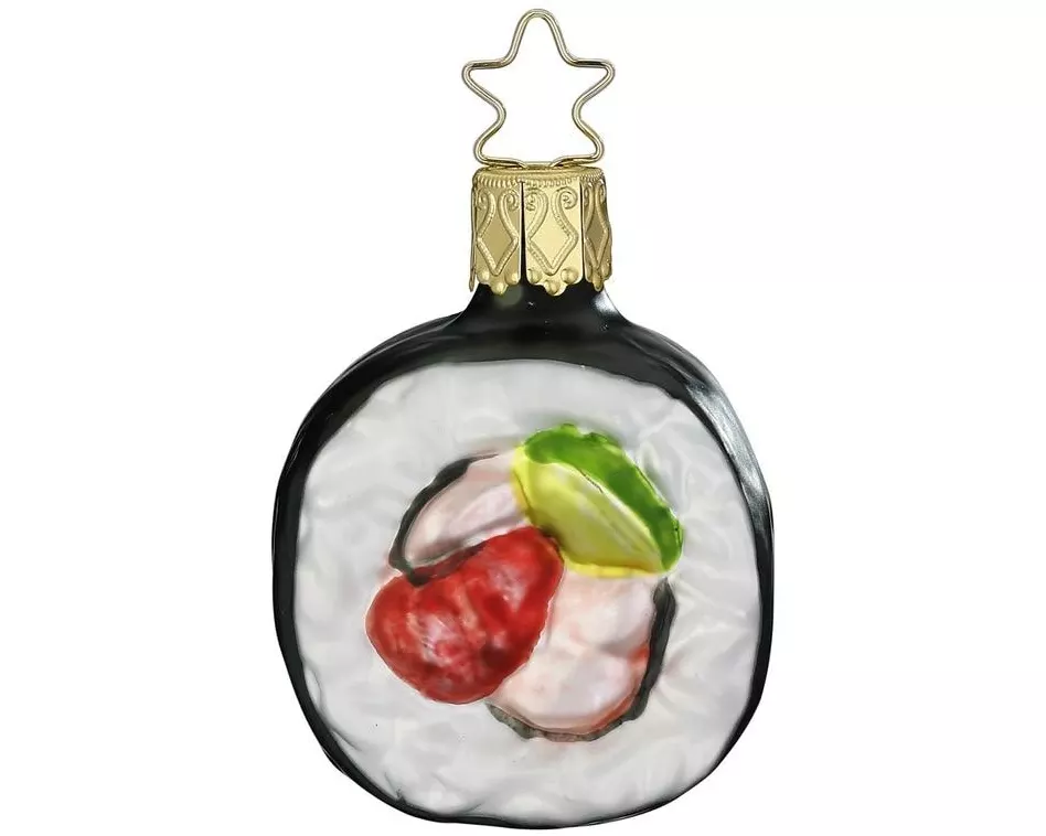 Inge Glas Manufaktur Weihnachtskugel Sushi Futo Maki Ø 5.5 cm, Mehrfarbig