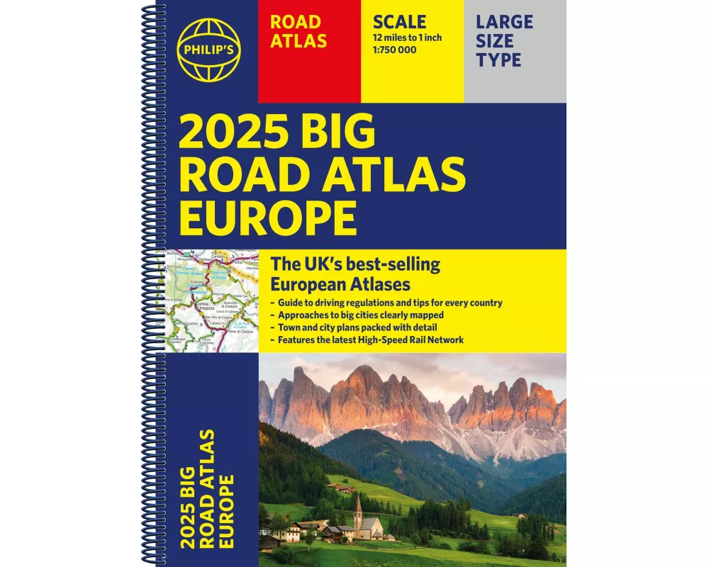 2025 Philip's Big Road Atlas of Europe