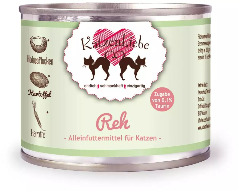 KatzenLiebe Nassfutter Reh mit Bio-Kartoffel, 200 g