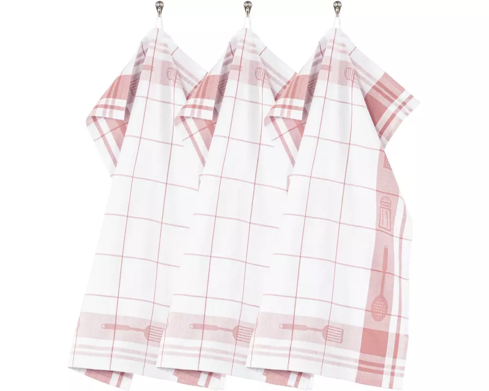 Tiseco Geschirrtuch Pharao 3er Set, Weiss/Rosa