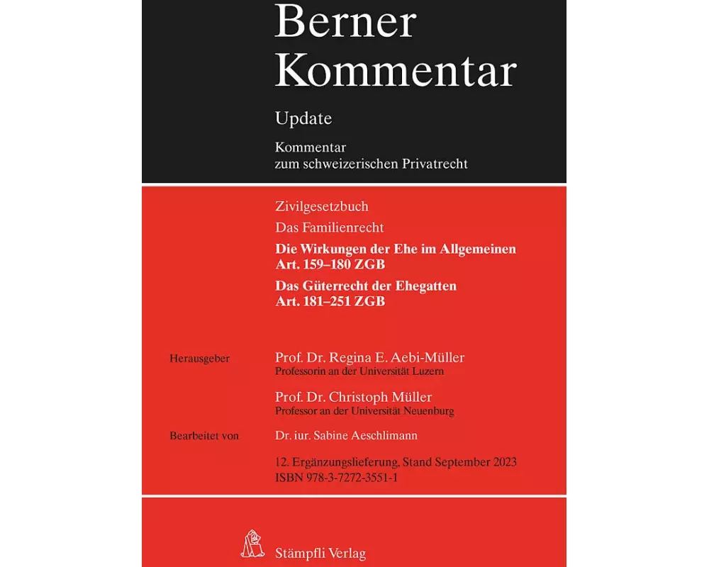 Eherecht, Art. 159–251 ZGB, 12. Ergänzungslieferung