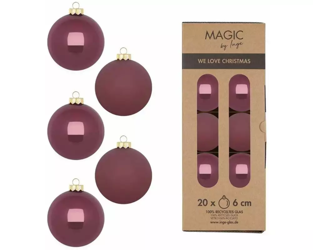 INGES CHRISTMAS DECOR Weihnachtskugel 6 cm Rosa, 20 Stück