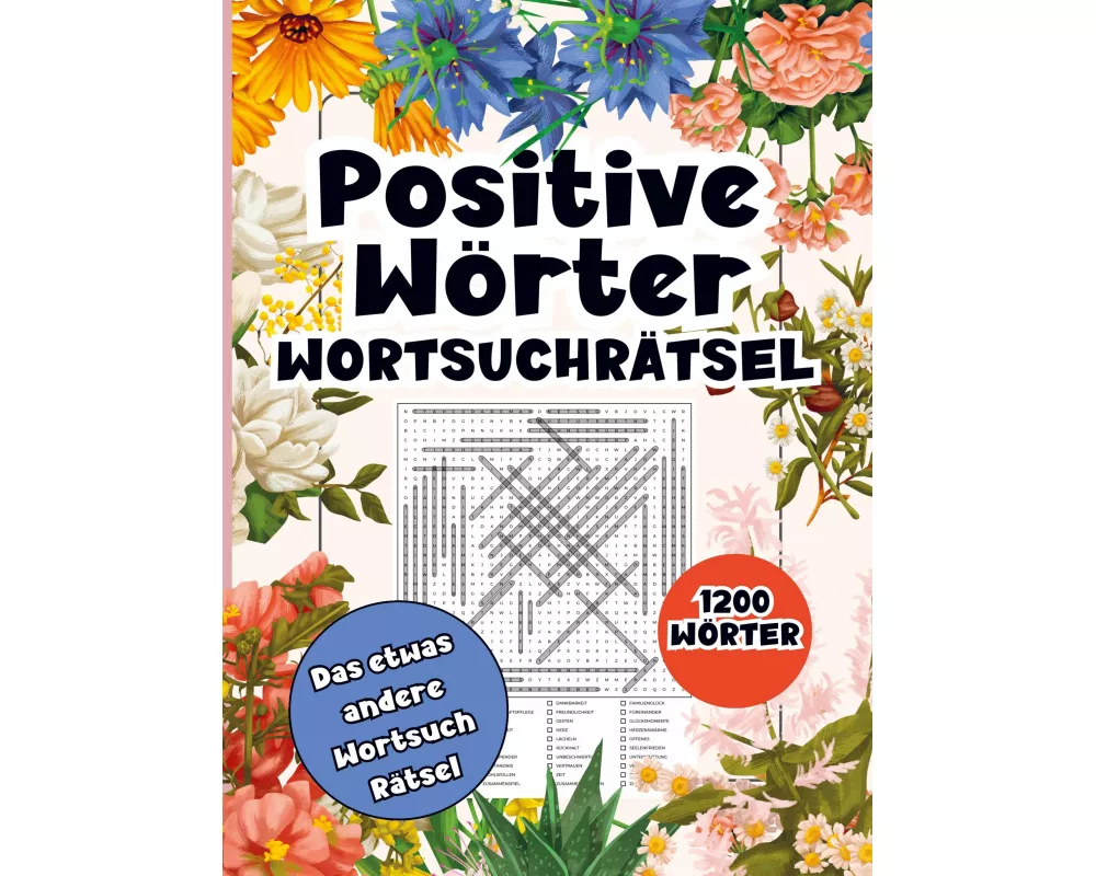 Wortsuchrätsel Positive Wörter- 1200 Wörter, A4