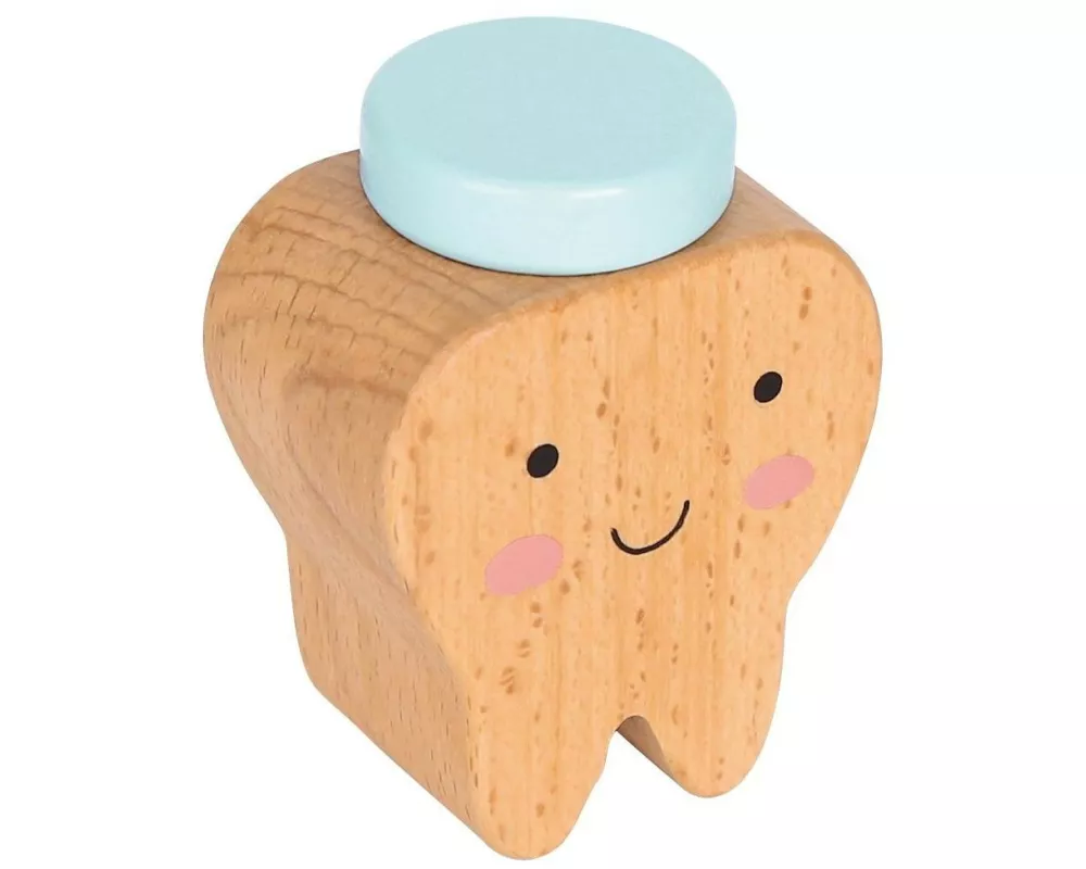 Spielba Holzspielwaren Milchzahndose Zahn blau