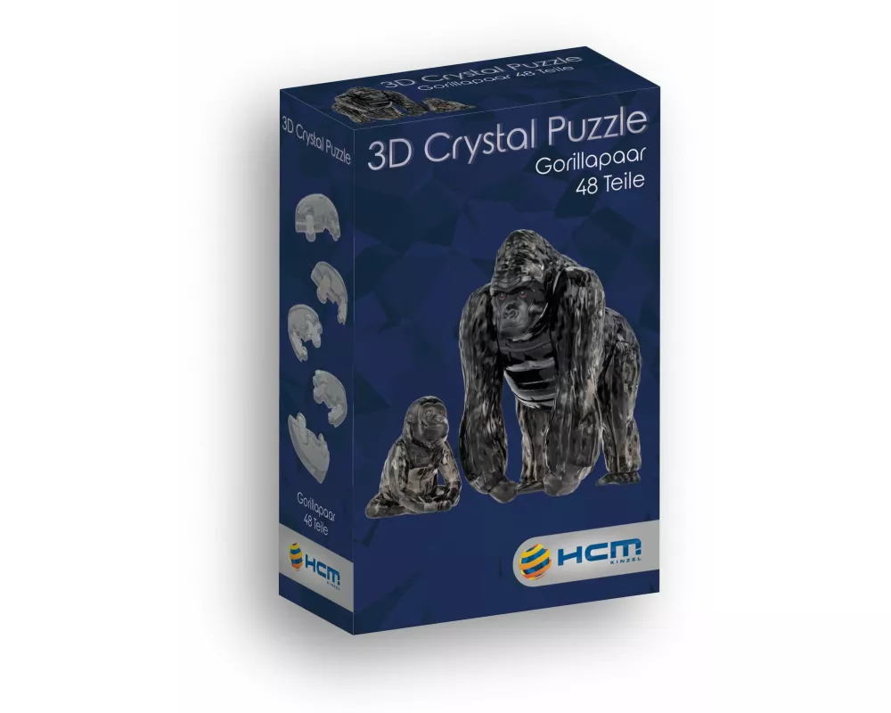 3D Crystal Puzzle - Gorillapaar - 48 Teile